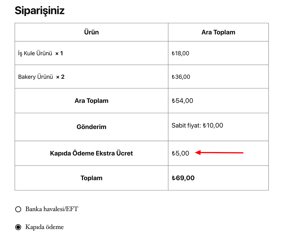 Woocommerce Kapıda Ödeme Ücreti Ekleme